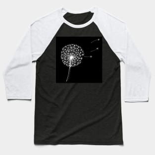 Dandelion Clock Silhouette Pen and Ink Drawing Baseball T-Shirt